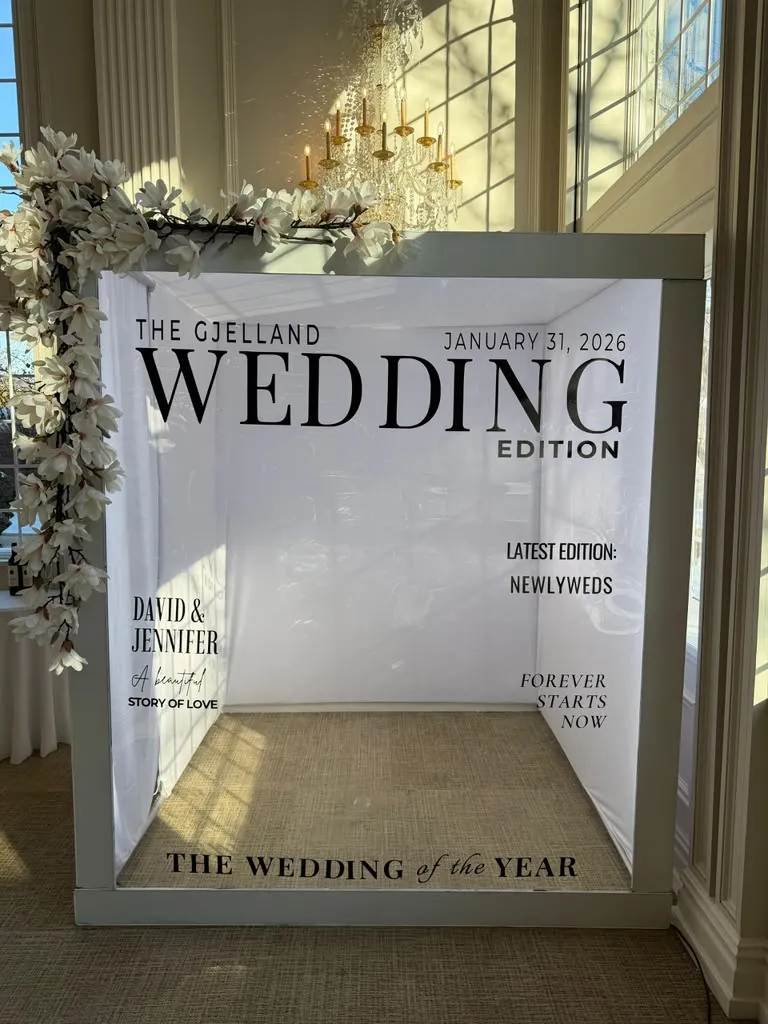 Wedding edition magazine cover with the couple's names